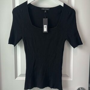 Banana Republic Ribbed Black Short Sleeve Shirt